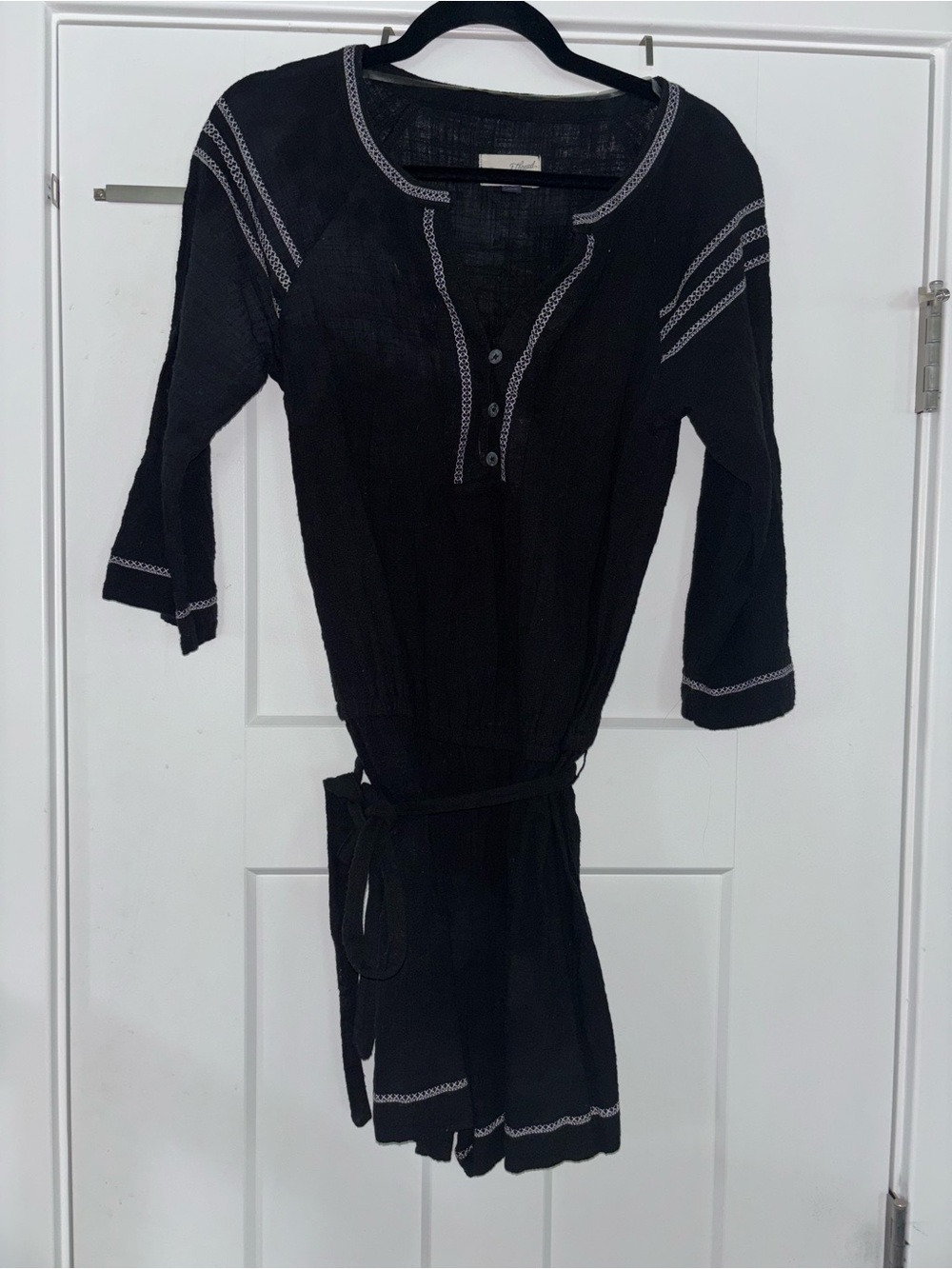 Universal Thread Black Romper with White Stitching